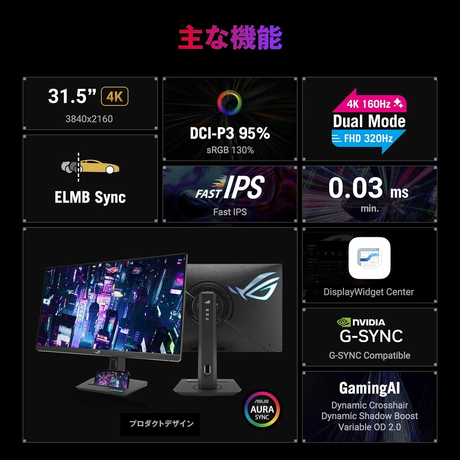 ASUS ROG Strix XG32UCG — 32型 4K ゲーミングモニターの高 