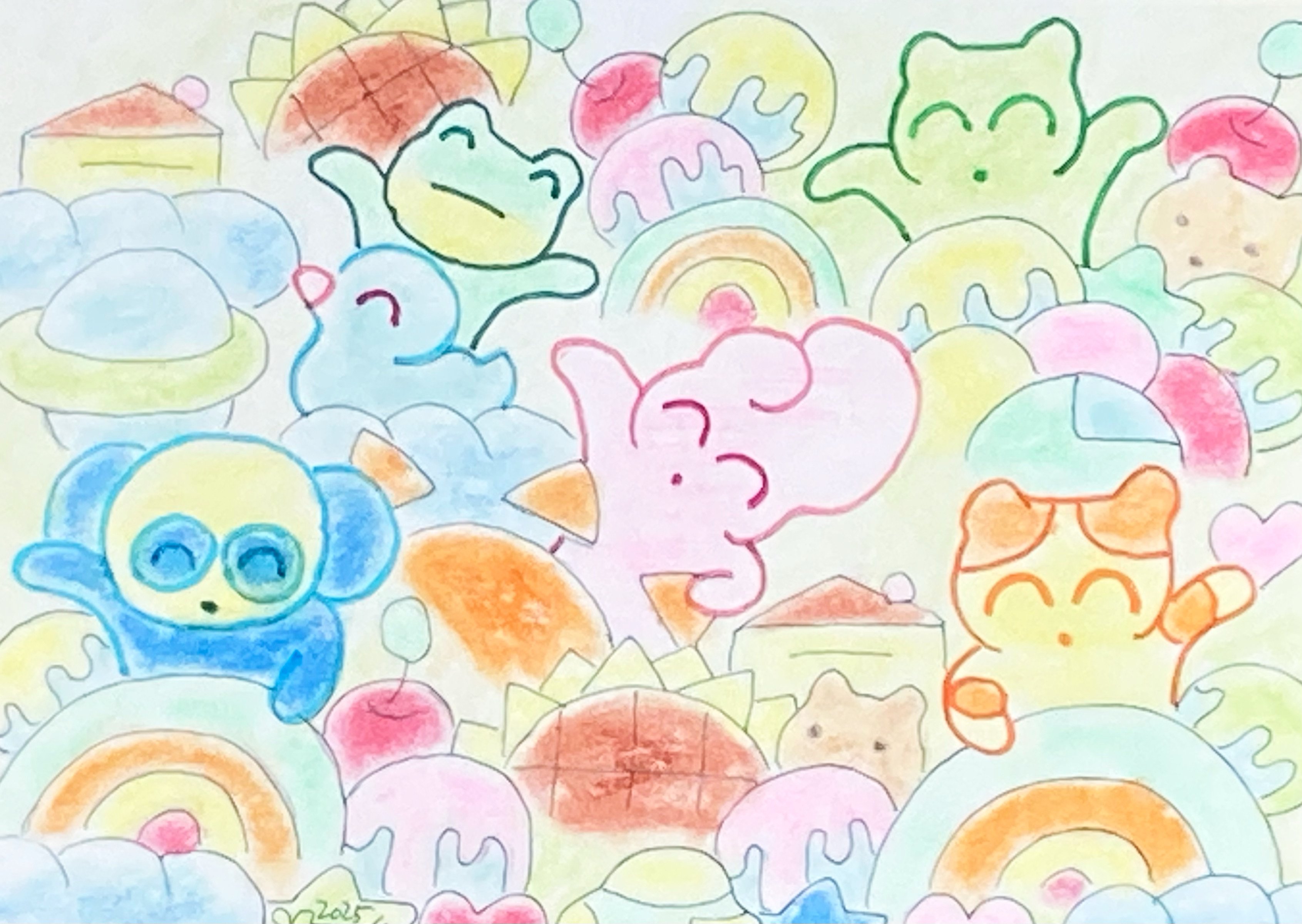 オリジナルキャラクター 絵画 ピンク 絵画 花の絵 庭園 イングリッシュガーデン (つなぐ/Lサイズ