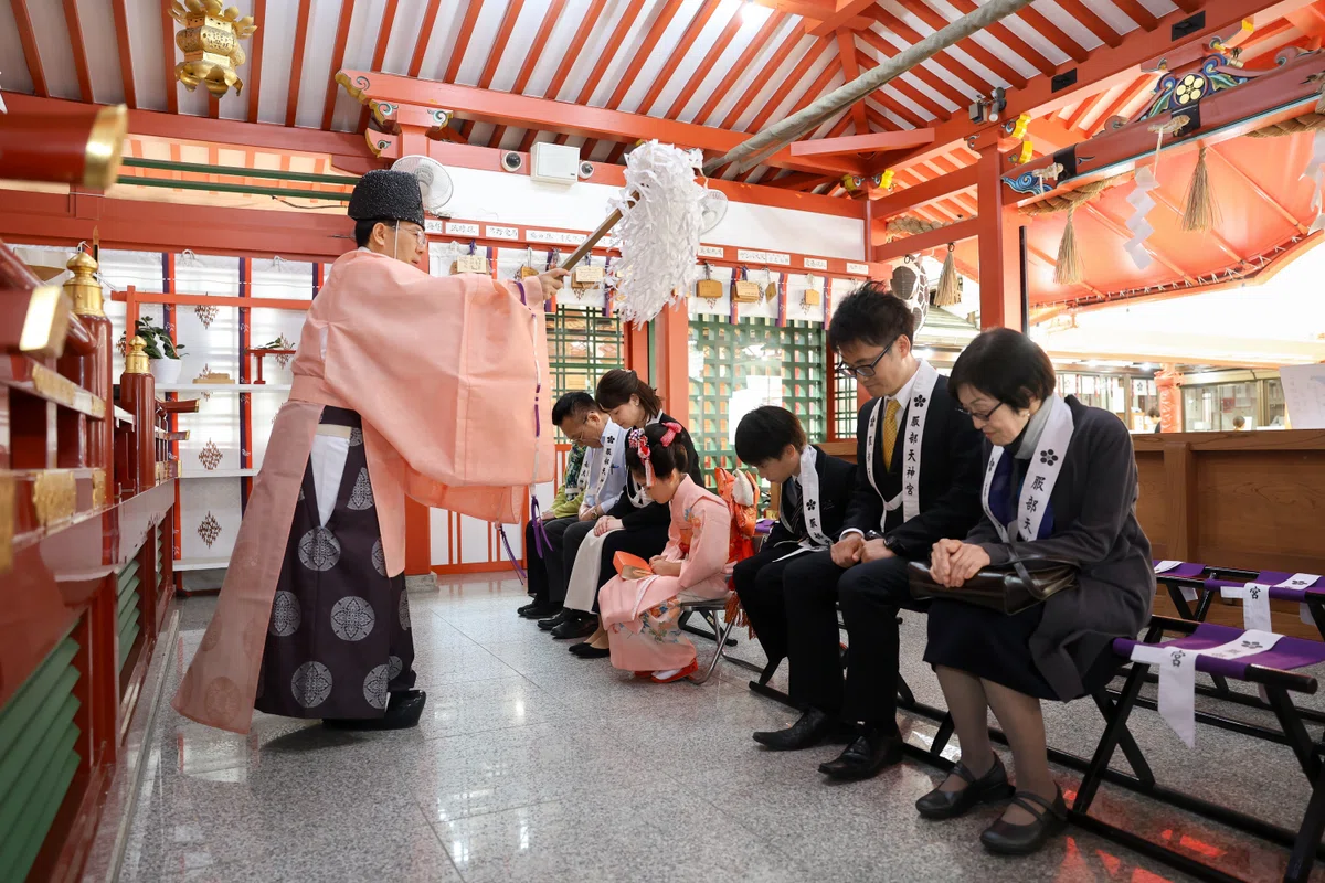 服部天神宮にて七五三出張撮影