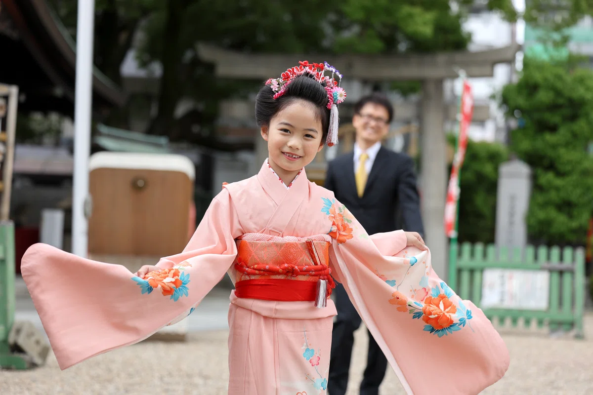服部天神宮にて七五三出張撮影