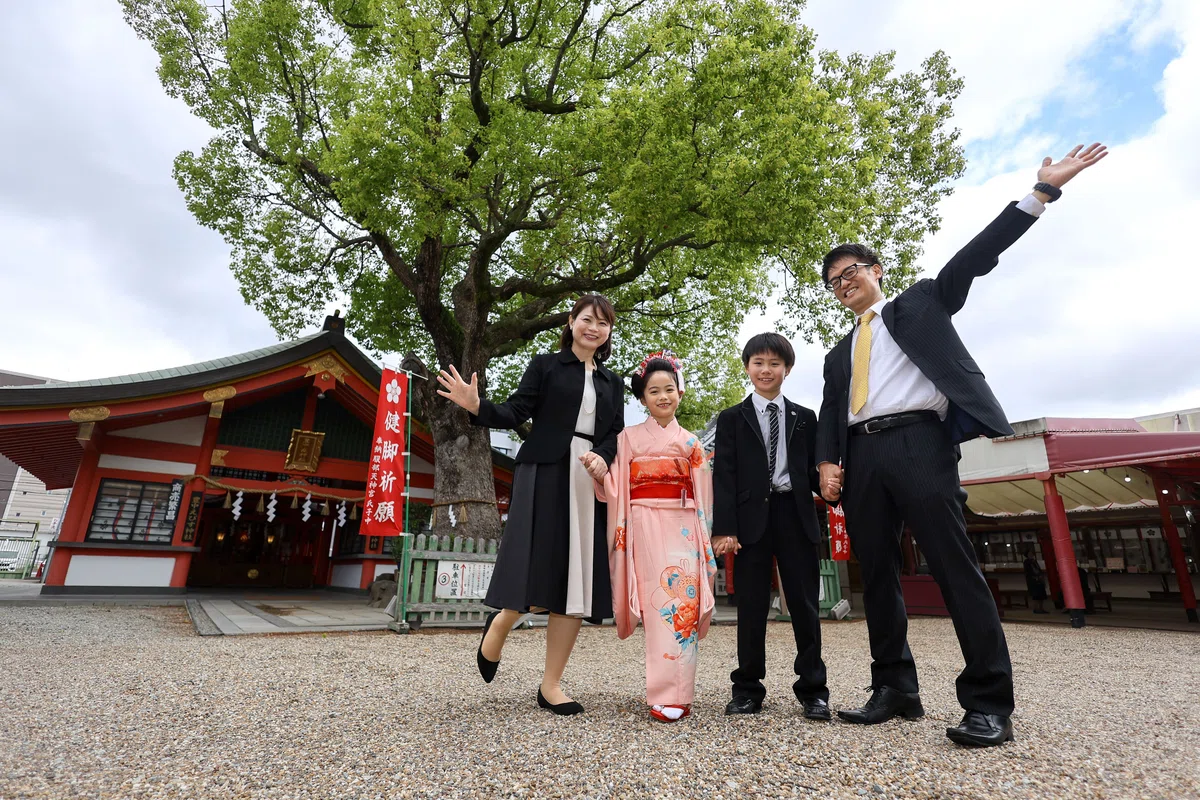 服部天神宮にて七五三出張撮影