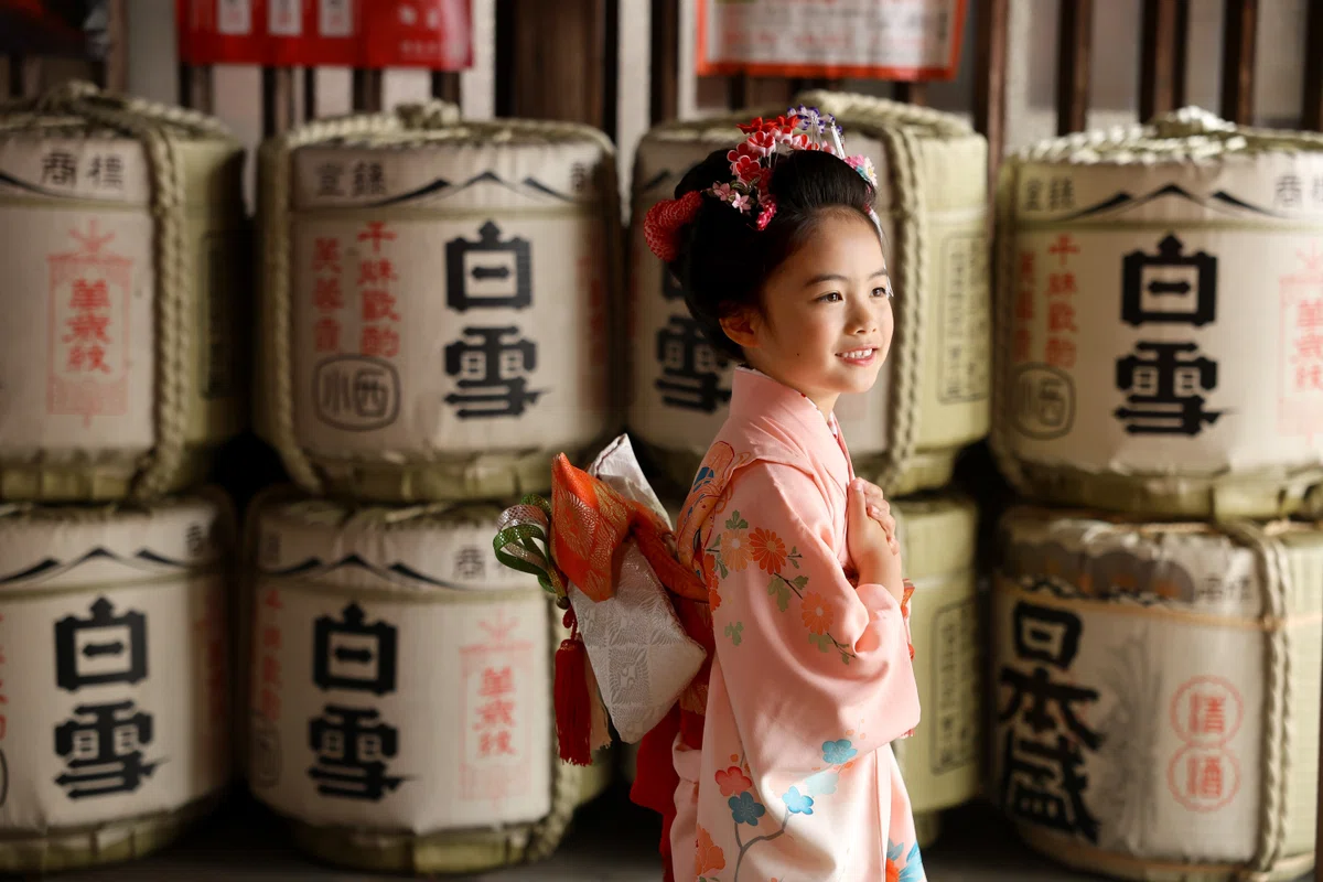 服部天神宮にて七五三出張撮影