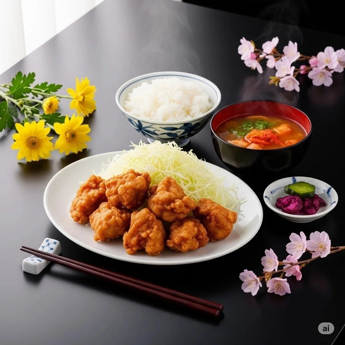 唐揚げ定食 メニュー 写真素材/写真販売 AI画像 有料＜30枚：350円＞商用利用可01