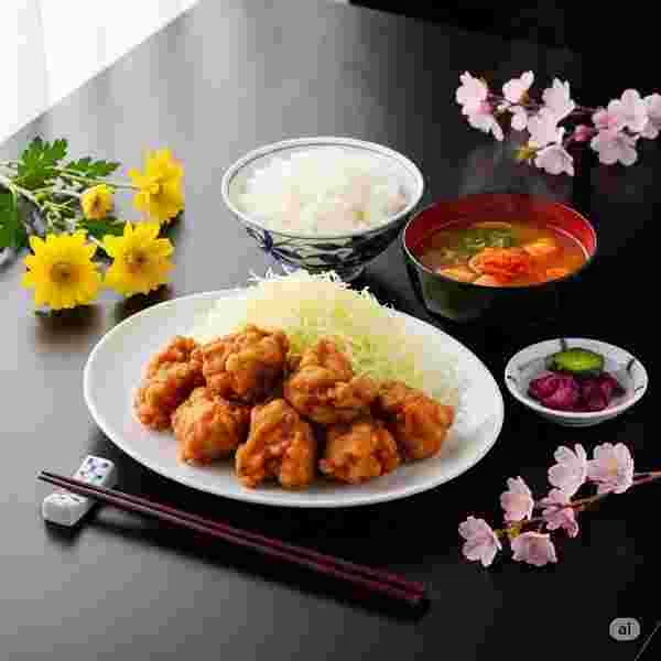 唐揚げ定食 メニュー 写真素材/写真販売 AI画像 有料＜30枚：350円＞商用利用可（サンプル）01