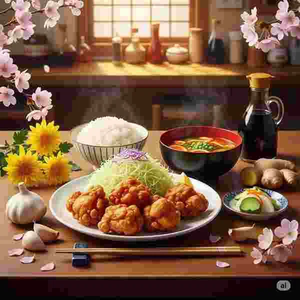 唐揚げ定食 メニュー 写真素材/写真販売 AI画像 有料＜30枚：350円＞商用利用可（サンプル）027