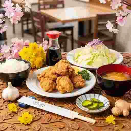 唐揚げ定食 メニュー 写真素材/写真販売 AI画像 有料＜30枚：350円＞商用利用可（サンプル）024