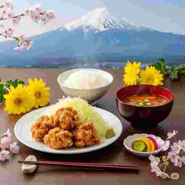 唐揚げ定食 メニュー 写真素材/写真販売 AI画像 有料＜30枚：350円＞商用利用可（サンプル）030
