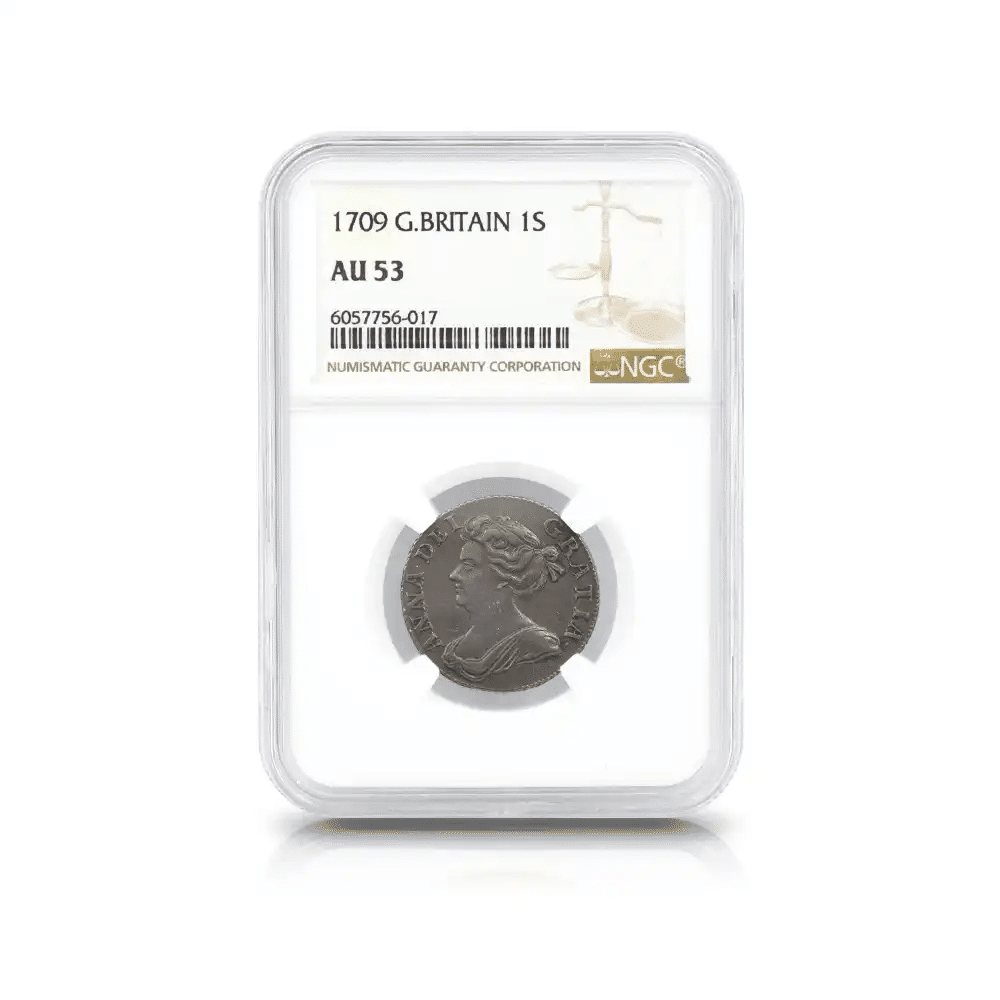 1709 アン女王 1シリング銀貨 NGC AU53｜小川竜一 / Ryuichi Ogawa
