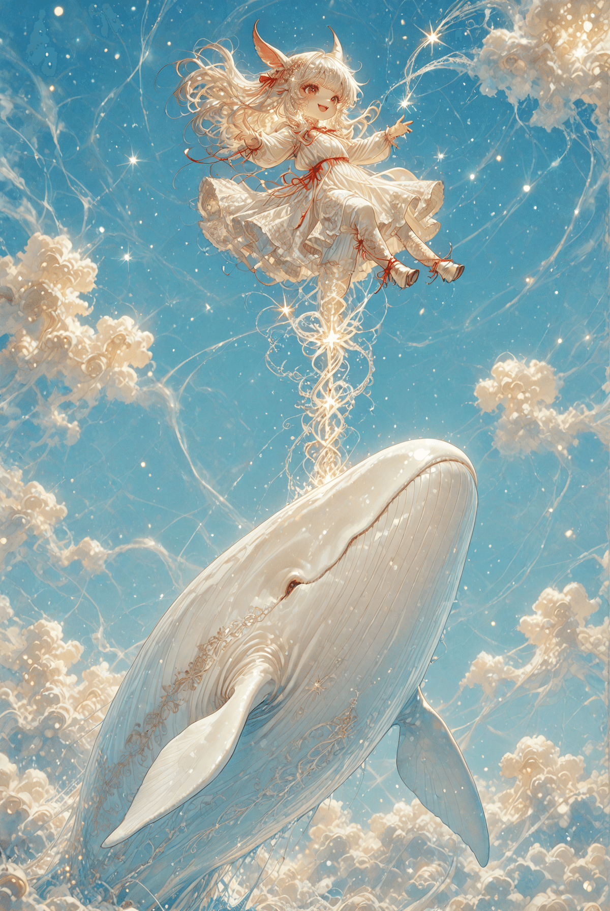 飛ぶ鯨 可愛いのが好き🐳鯨の噴水に乗りたい。StableDiffusion｜SDXL｜Chat