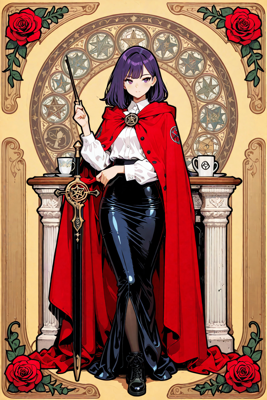 🔮【AI娘タロットカード】《魔術師 – スミレ》｜気球人🎈note