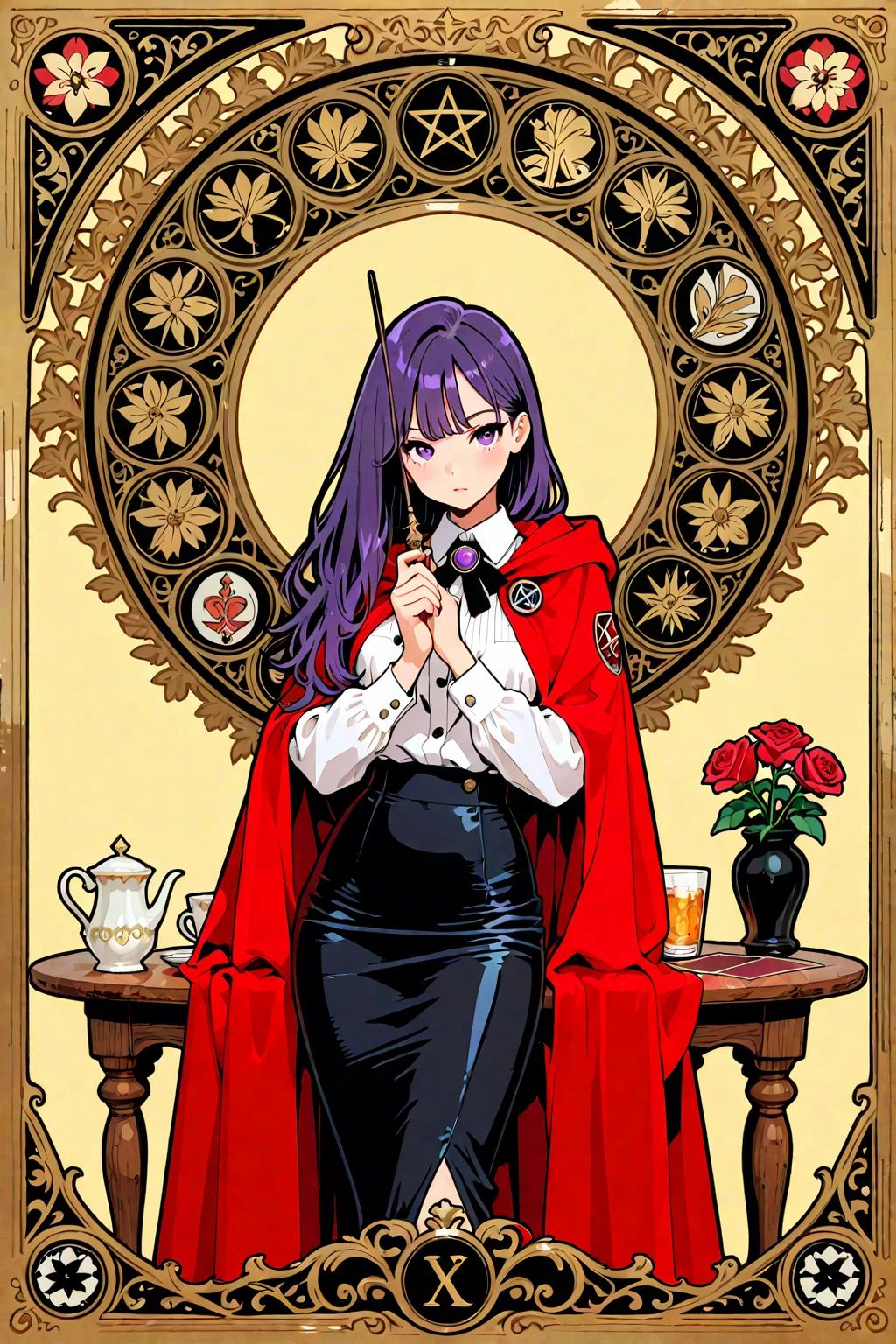 🔮【AI娘タロットカード】《魔術師 – スミレ》｜気球人🎈note