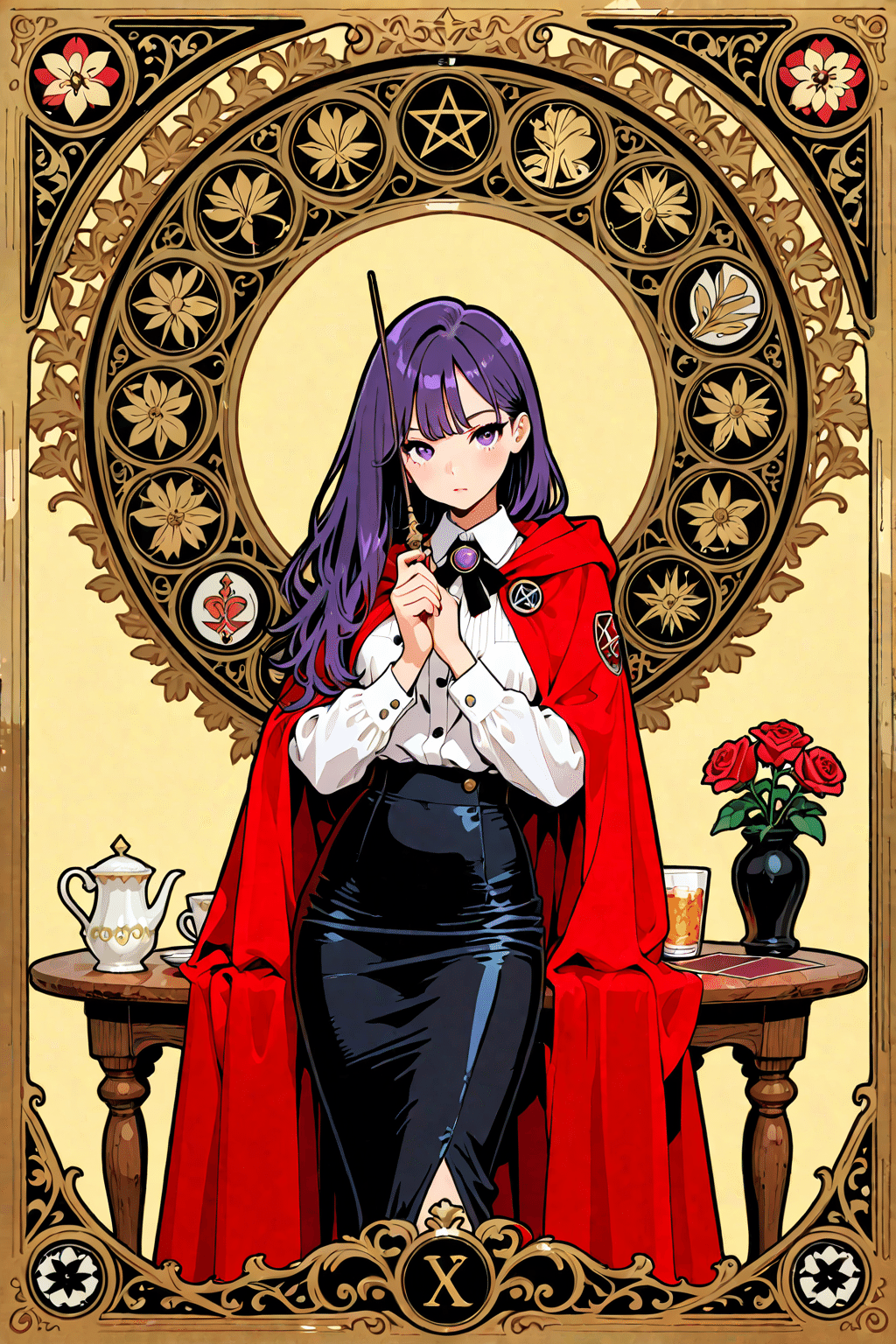 🔮【AI娘タロットカード】《魔術師 – スミレ》｜気球人🎈note