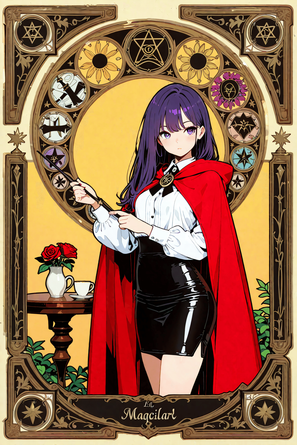 🔮【AI娘タロットカード】《魔術師 – スミレ》｜気球人🎈note