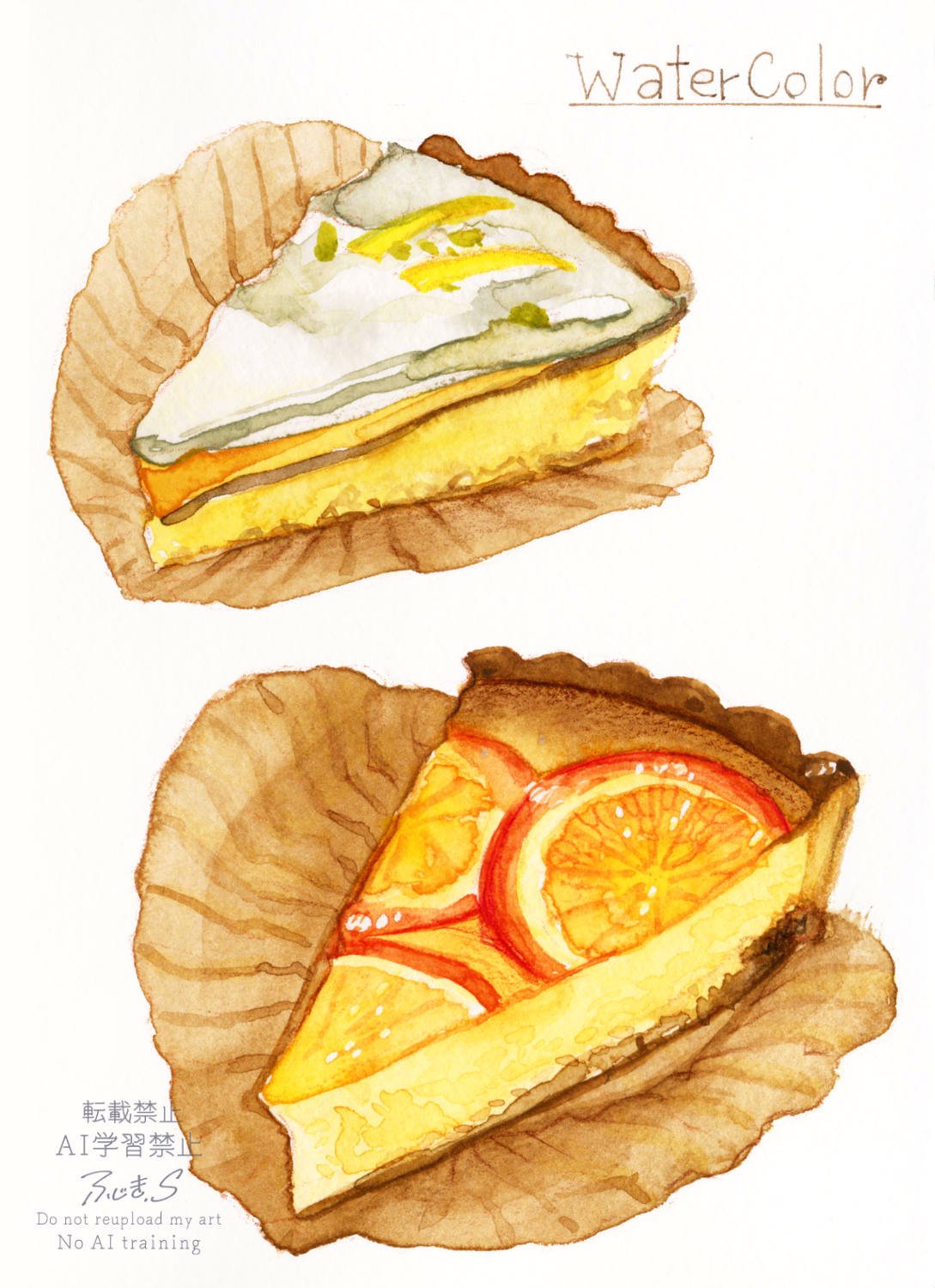 ケーキ 水彩画 手描き ケーキを描き比べ！水彩と不透明水彩｜神田川グフ