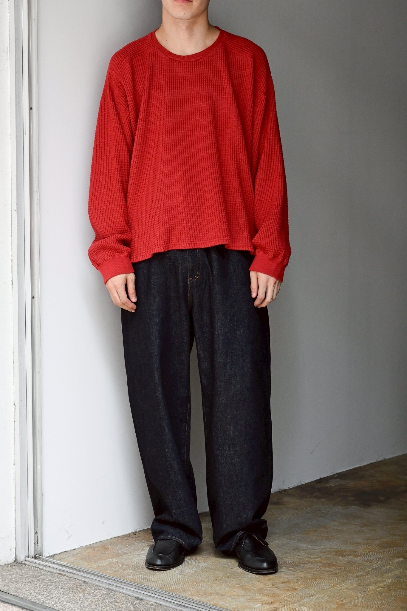 25AW ANCELLM HEAVY WAFFLE OVER LS RED