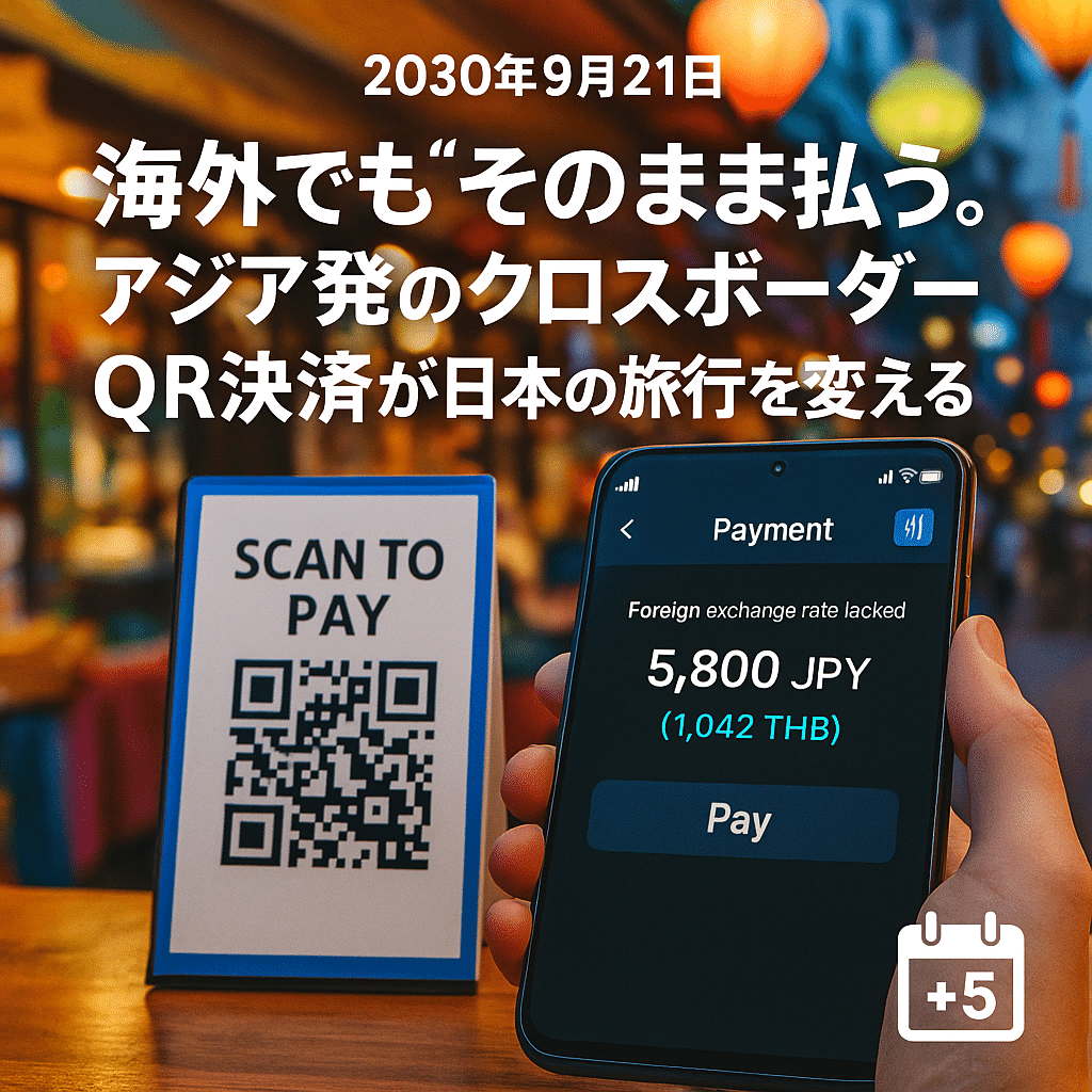 2030年9月21日｜海外でも“そのまま払う”。アジア発のクロスボーダーQR決済が日本の旅行を変える｜5年後の今日｜+5  Forecast｜5年後の“今日”を先読みするメディア