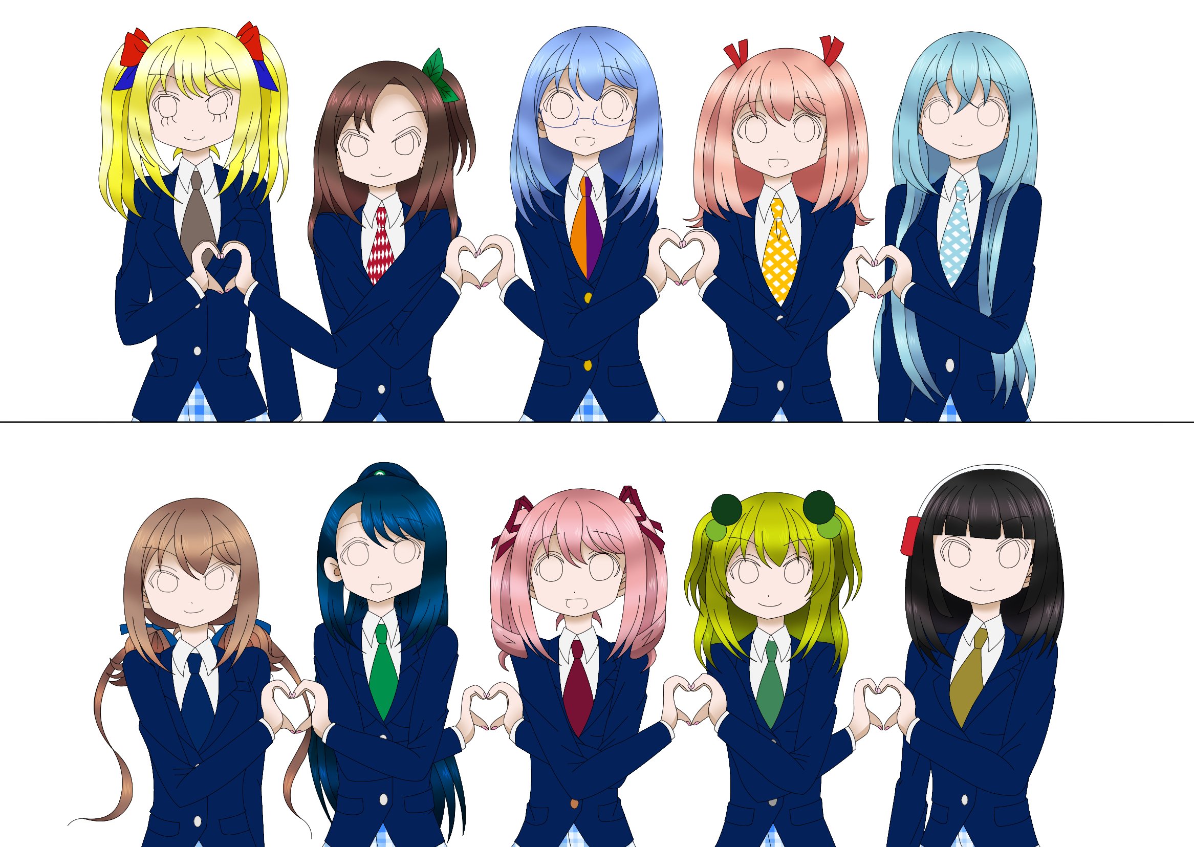 晴海フラッグ 元売主擬人化 イラストメイキング #3 制服 Yシャツ