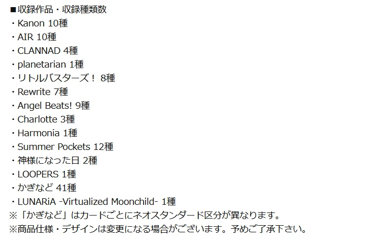 ヴァイスシュヴァルツ】Key 25th Anniversaryの収録タイトル配分の予想