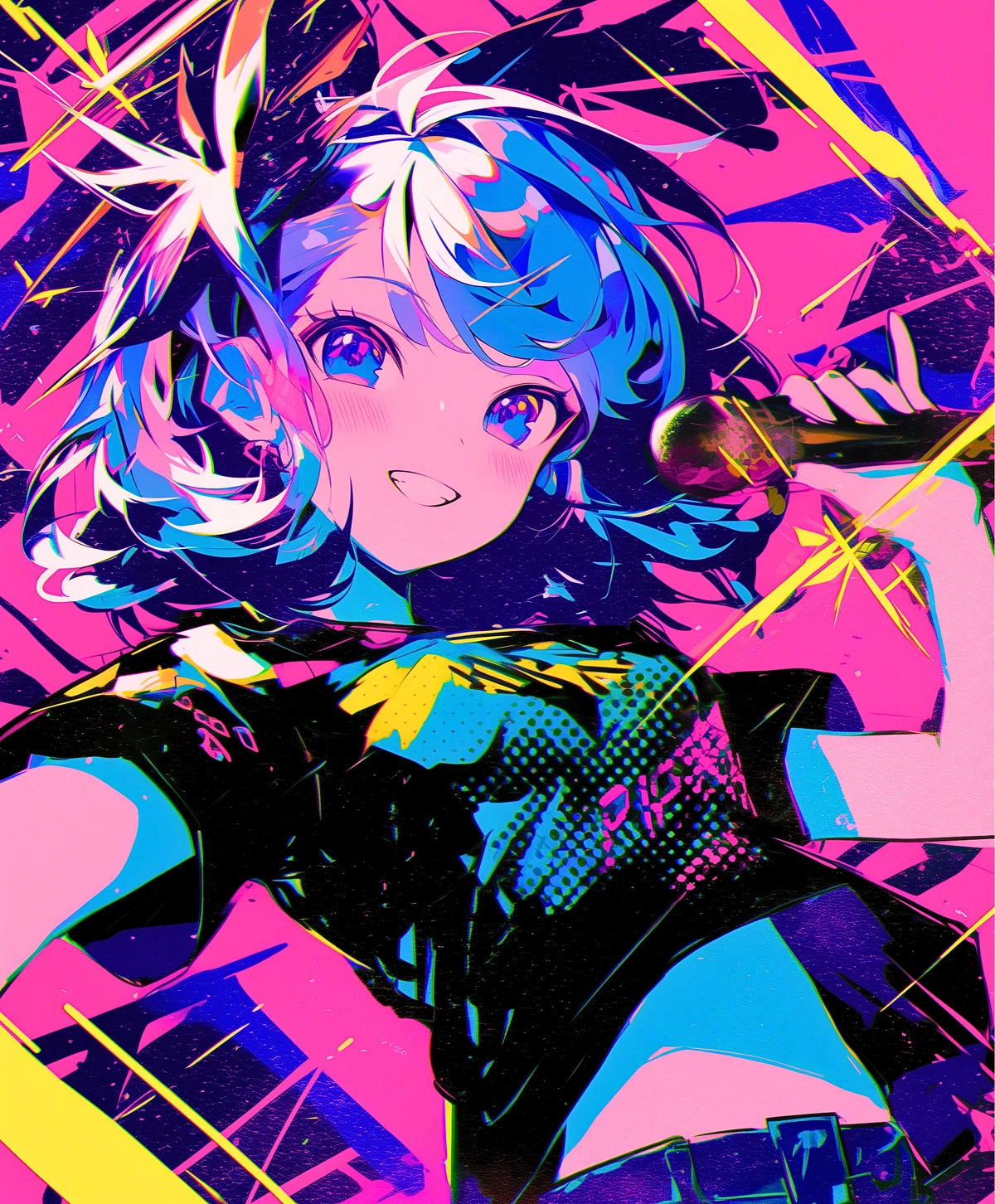 歌声はネオンの果てに咲く【画像生成AI＋4コマ漫画】｜Alpaka