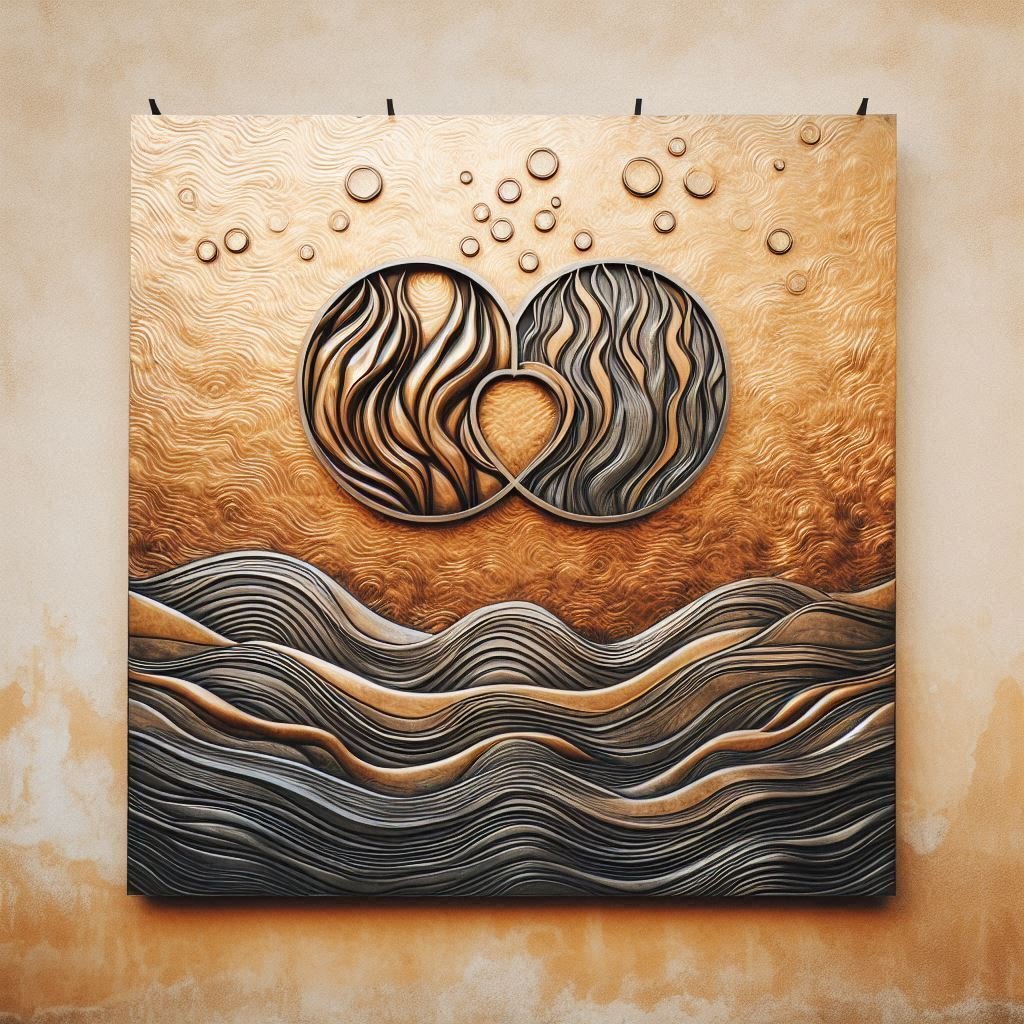 無料AI de 金属加工（平面、ラブ&ピース） @Image Creator & ImageFX