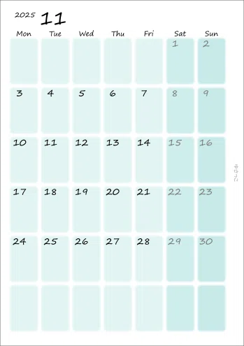 Monthly November 2025 (1) ☆ A5 Refill [Free PDF Download]｜ゆさっこ