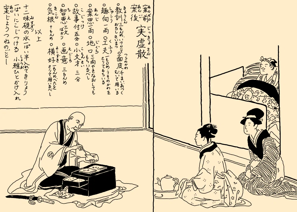 作者胎内十月図③～江戸の流行作家京伝のアイデアついに出産、ってなん