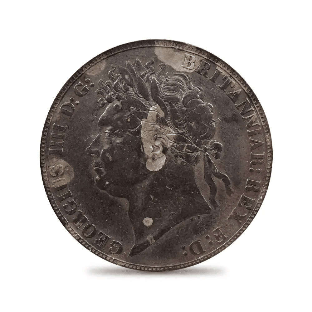 アメリカ銀貨4枚と聖ジョージと竜退治クラウン銀貨を含む銀貨9枚 1821 ジョージ4世 聖ジョージ竜退治 クラウン銀貨 PCGS Genuine