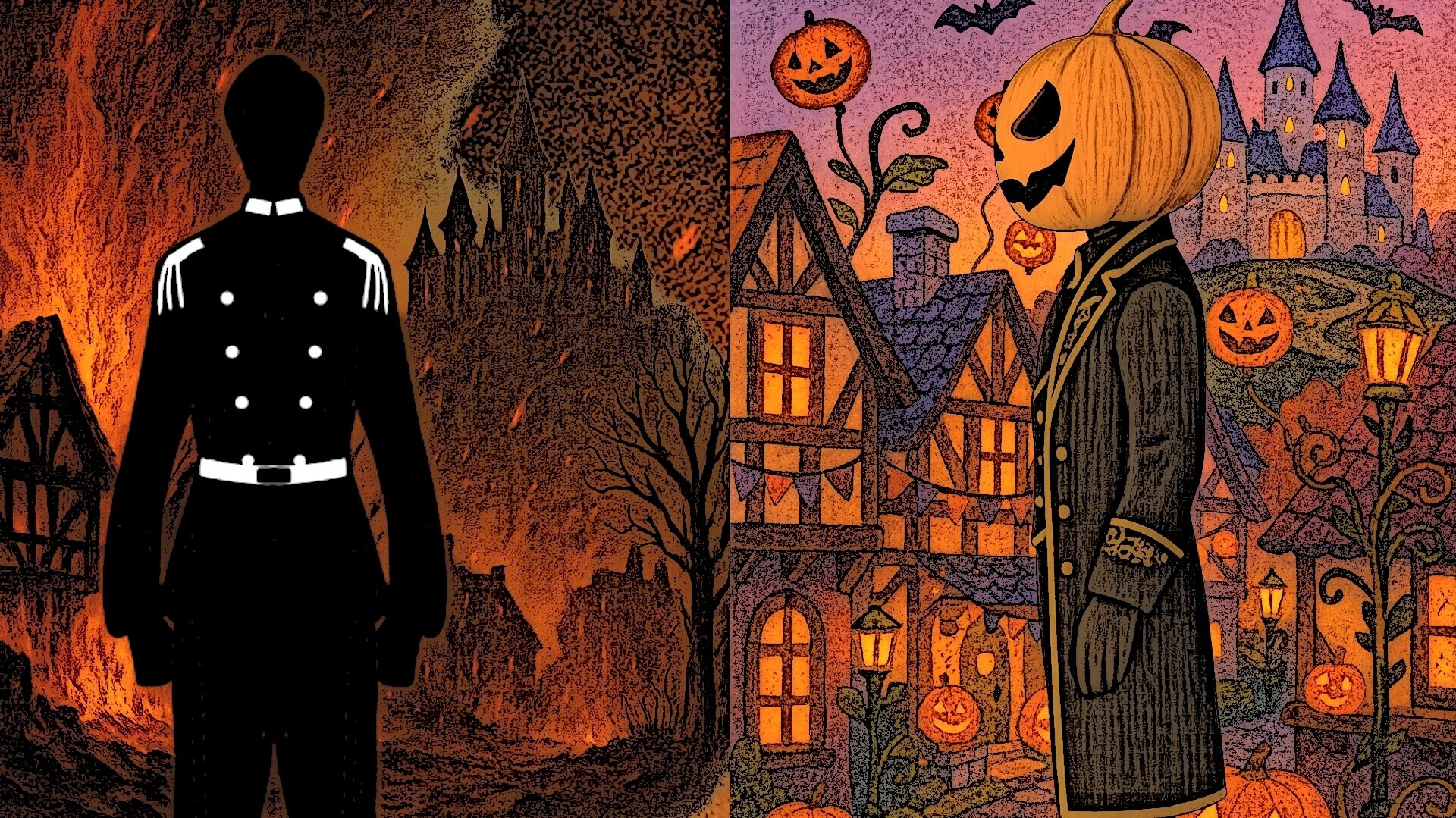 アクリル画 猫のハロウィンナイト満月の夜 F4 🎃 Cursed Pumpkin ～呪われしカボチャ～｜ハロウィンオリジナル