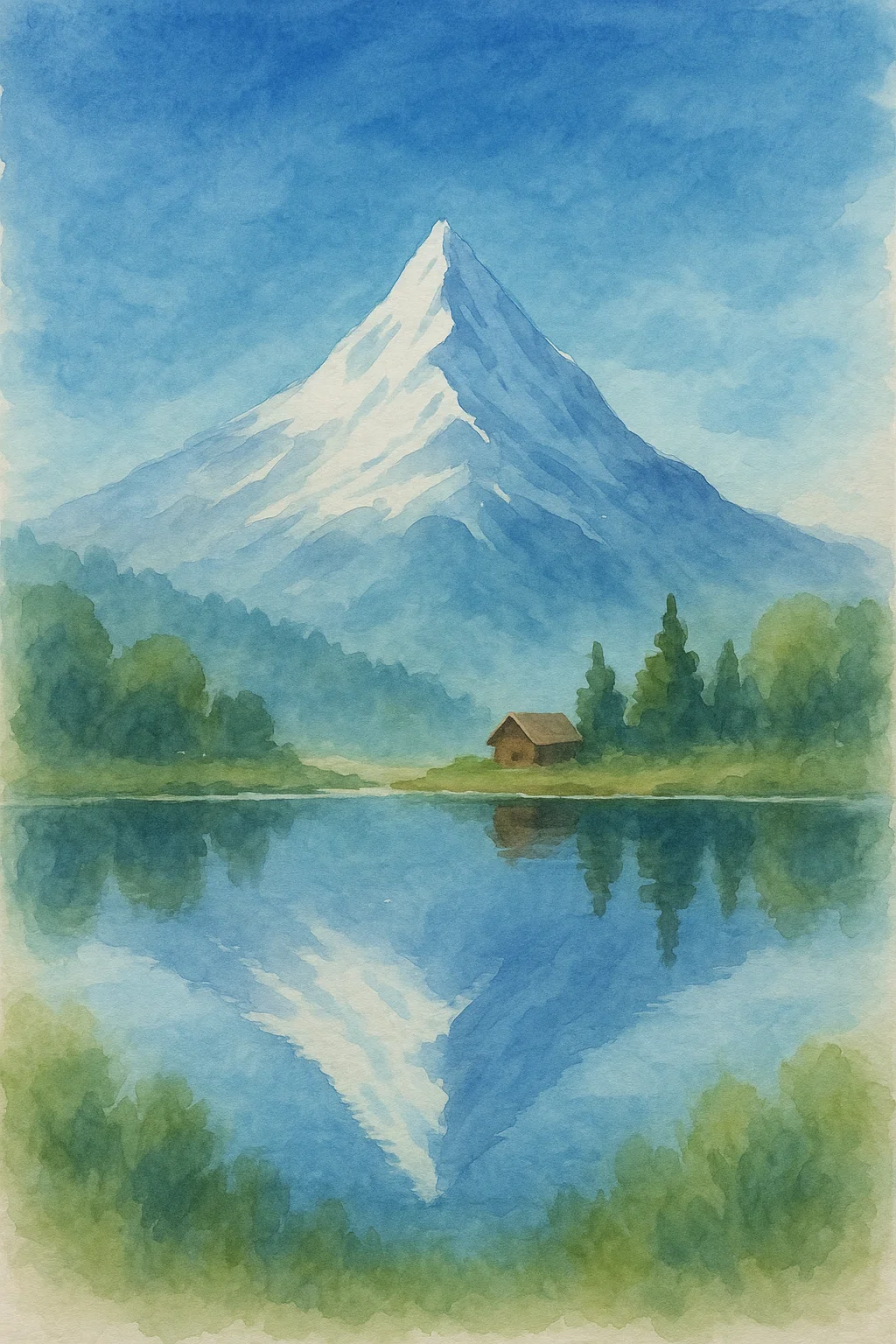 水彩画の練習】湖の反射を考える｜ゆきひら/妄想AI画廊