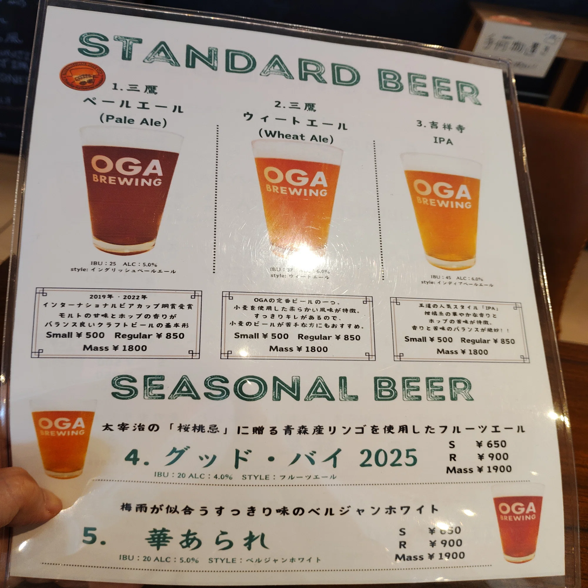 OGABREWING（東京都JR三鷹駅 クラフトビール）で飲み比べ（2025/9 