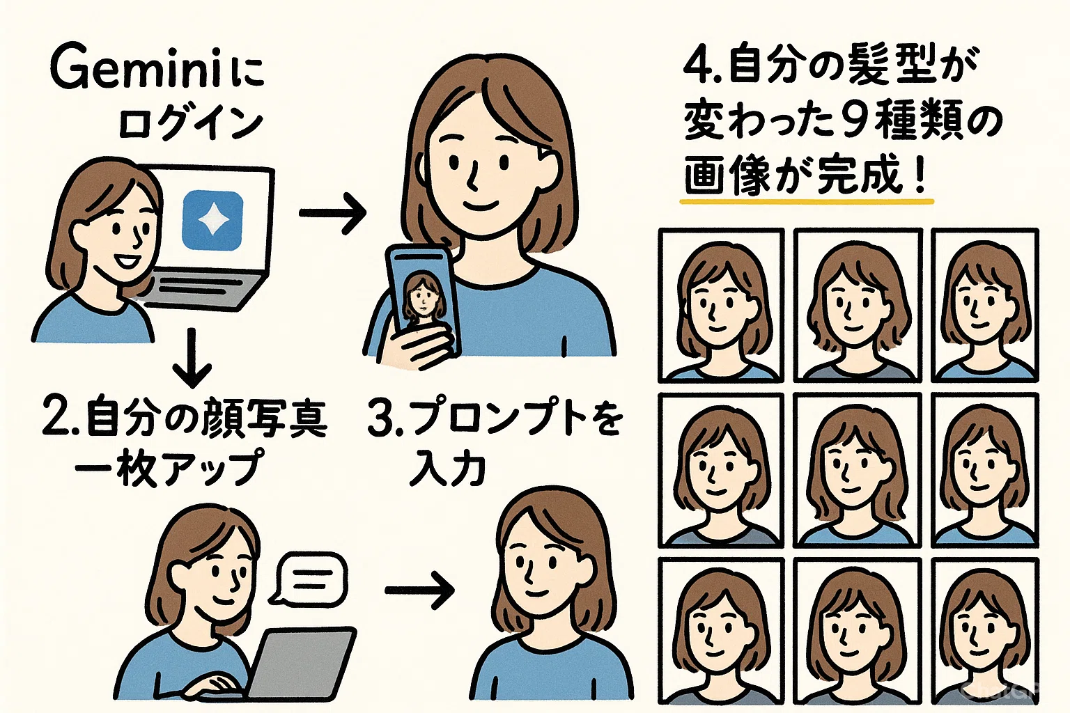 無料！簡単】無料でここまで!? 顔写真1枚で“似合う髪型”をAIが作って