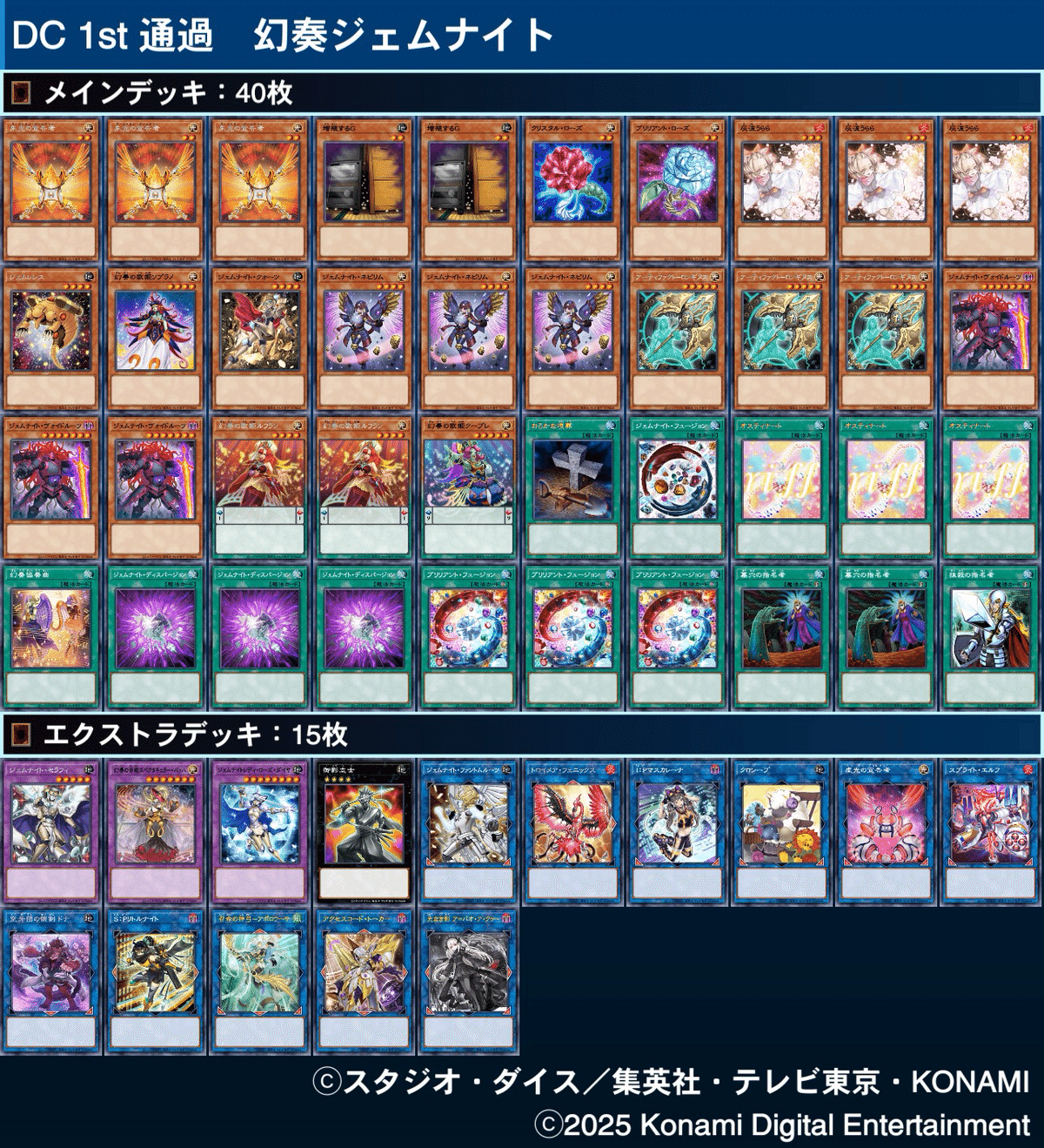 【本格構築】　遊戯王　ジェムナイト　デッキ　メイン40枚＋EX15枚 本格構築】 遊戯王 ジェムナイト デッキ メイン40枚＋EX15枚