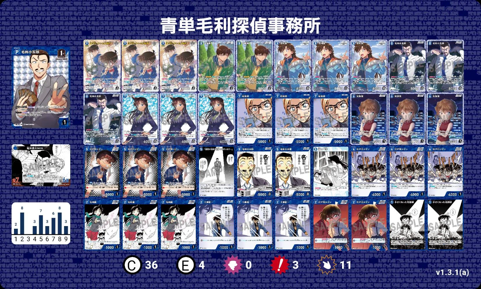 名探偵コナンカードゲームの第6弾環境におけるサンプルデッキレシピ