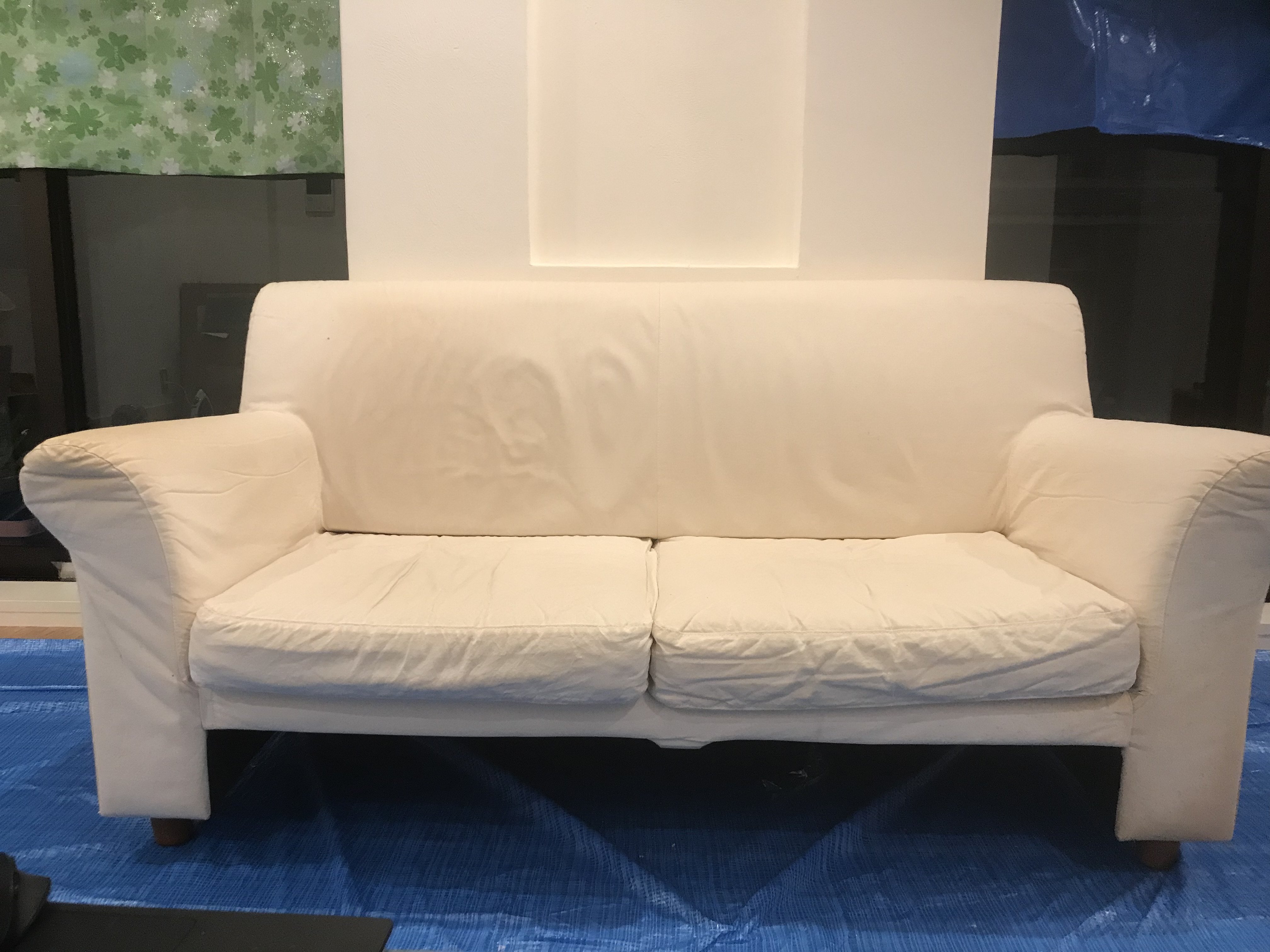 手作りソファーカバー 爽やかでシンプル☆ズレない簡単ソファーカバー｜ハンドメイドの作り方