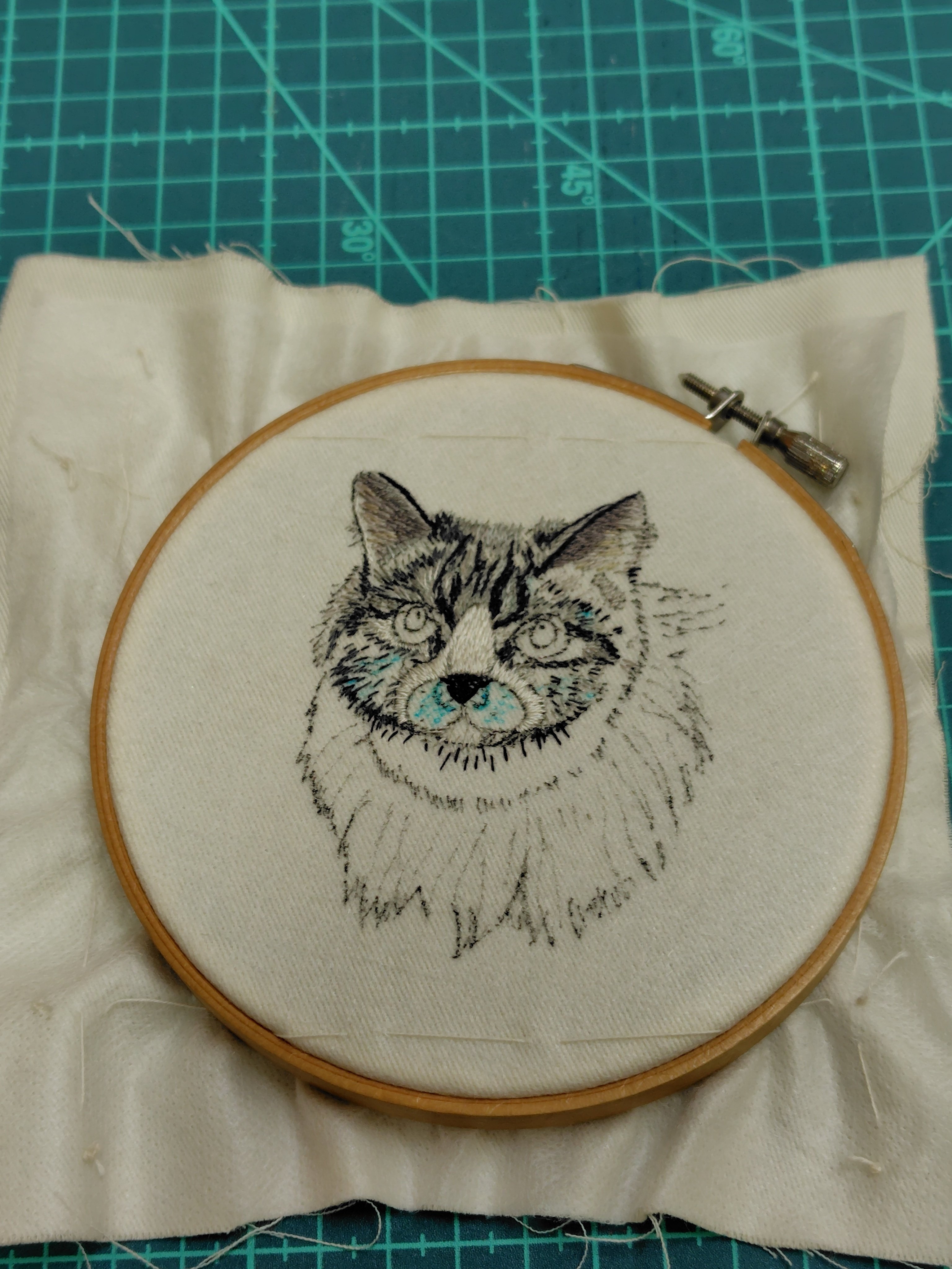 🐈️リアル猫刺繍🐈️｜Pingちゃん