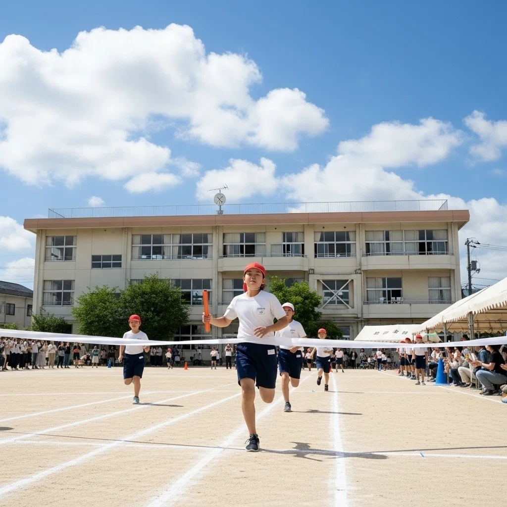 小学生 運動会 リレー 写真素材01