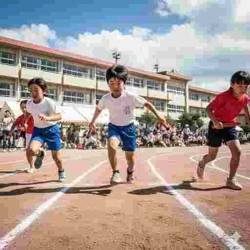 小学生 運動会 リレー 写真素材（サンプル）03