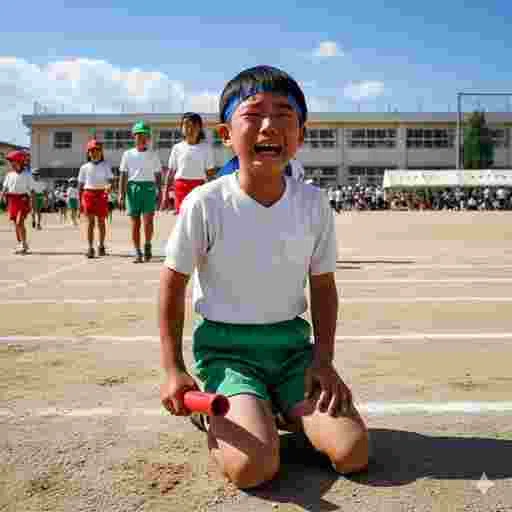 小学生 運動会 リレー 写真素材（サンプル）02