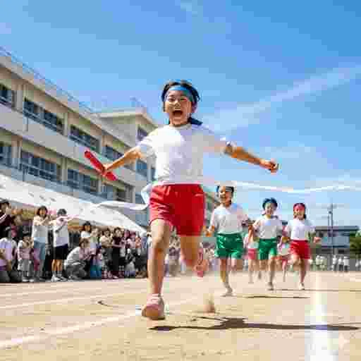 小学生 運動会 リレー 写真素材（サンプル）04