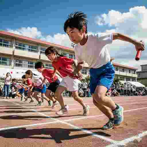 小学生 運動会 リレー 写真素材（サンプル）05