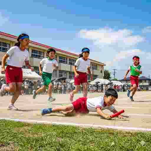 小学生 運動会 リレー 写真素材（サンプル）07