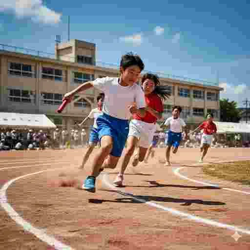 小学生 運動会 リレー 写真素材（サンプル）06
