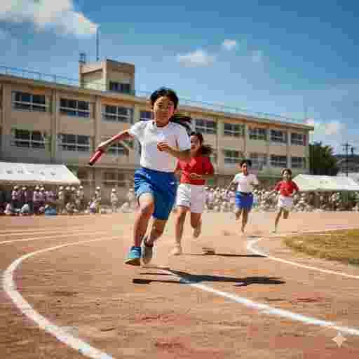 小学生 運動会 リレー 写真素材（サンプル）09