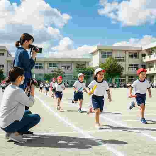 小学生 運動会 リレー 写真素材（サンプル）020