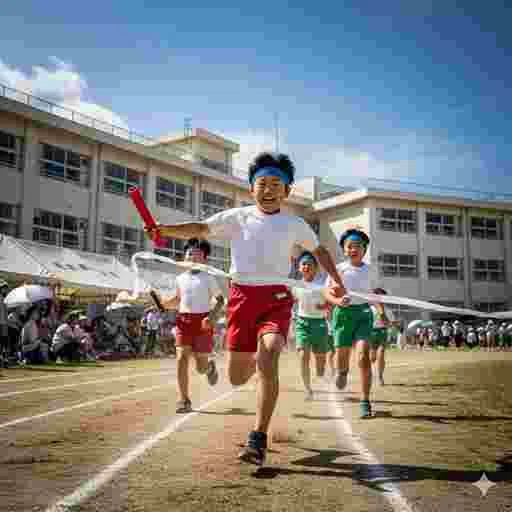 小学生 運動会 リレー 写真素材（サンプル）08