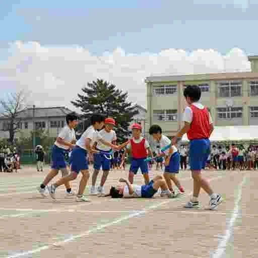 小学生 運動会 リレー 写真素材（サンプル）017