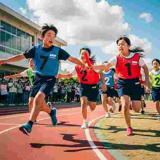 小学生 運動会 リレー 写真素材（サンプル）021