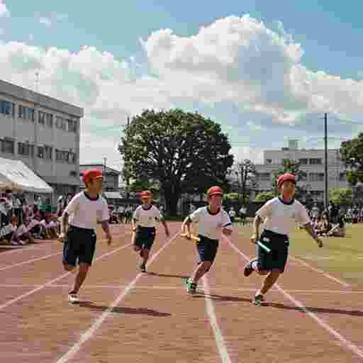 小学生 運動会 リレー 写真素材（サンプル）013