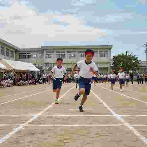 小学生 運動会 リレー 写真素材（サンプル）018