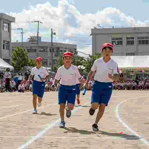 小学生 運動会 リレー 写真素材（サンプル）012